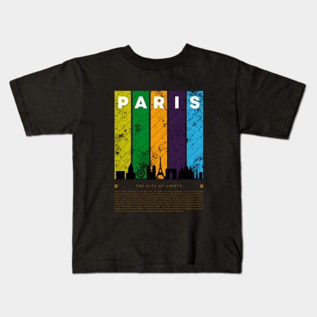 paris geographical design Kids T-Shirt by 23 century